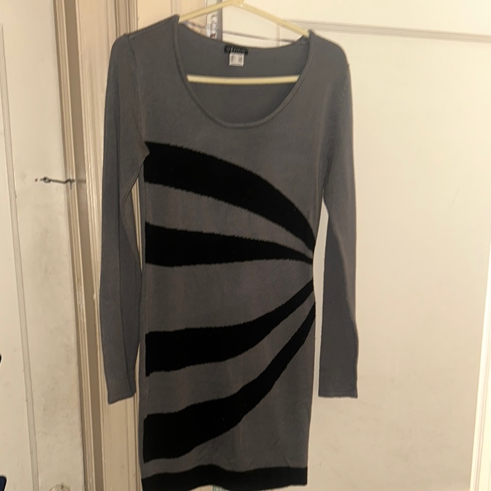 Elegant Gray and Black Women's Dress